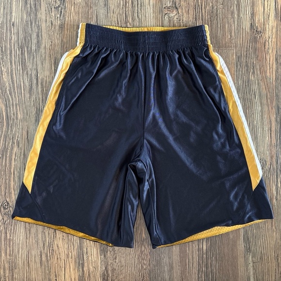 Unbranded Reversible Mens Dazzle Basketball Shorts No Size Tag Blue Gold White - Picture 2 of 9